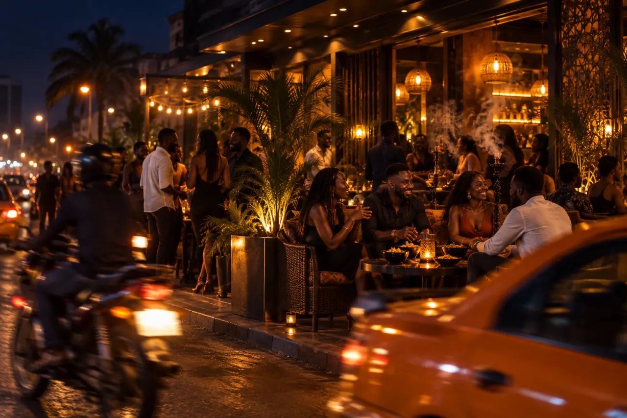 La façade de Best Of Resto la nuit